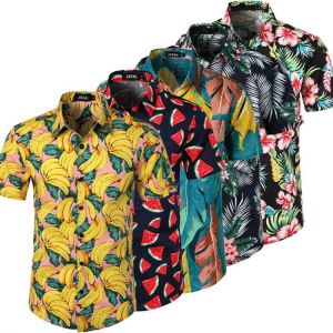 5 Style men's Hawaiian Beach Shirt Floral Fruit Print Shirts Tops Casual Short Sleeve Summer Holiday Vacation Fashion Plus si