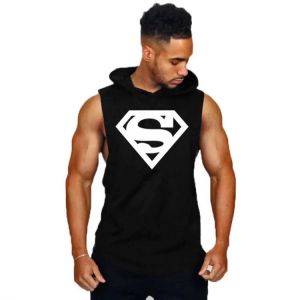Muscleguys2021 Brand Clothing Gym Hooded Tank Top Men Bodybuilding Stringer Hoodie Tanktop Workout Singlet Fitness Sleeveless Sh