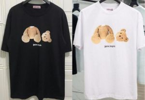 Palm Angels Khaki Cartoon Little bear Men Women Lovers Couple models Fashion Cotton Casual Short sleeve Round neck T shirt