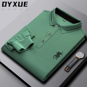 all in one place בגדי גברים 2021 High End New Fashion Brand Designer Cotton Polo Shirt Black Men Korean Casual Long Sleeve Lapel Golf Tops Men Clothes