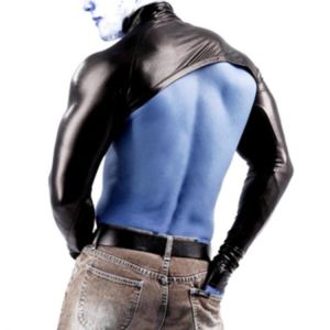 M-XXL New Men Sexy Leather Tank Tops Breathable Vest Man Shirt Sleeves Tight Protection Sleeve Catwalk Stage Sexy Undershirt