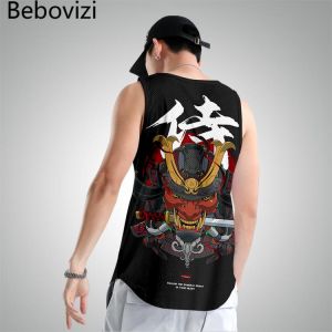 Japanese Style Samurai Tank Tops Fashion Sleeveless Shirt Sportswear Vest Casual Singlet Plus Size Mesh Tops Hip Hop Men