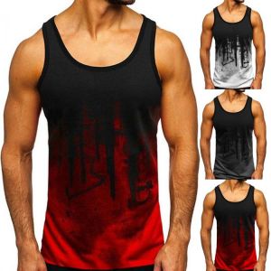 Men's Camouflage Gradient Tank Top  Sports Fitness Vest Summer Sleeveless Shirt Man gym clothing bodybuilding ginasio homem