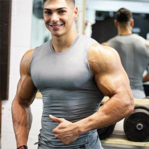 New 2020 Men tight tank top men's gym fitness vest men's muscle sports Leisure jogging Exercise sports sleeveless shirt 