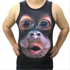 5XL Plus Size Loose style Men's Vest 3D Printed Orangutan Creative Sleeveless Funny Design Casual  Male for Summer