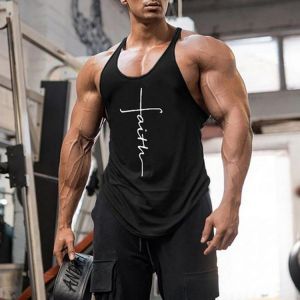 Gym Clothing 2021 Men Summer Oversize Fitness Bodybuilding Tank Top Printed Mens Gym Tops Men Sleeveless Vest