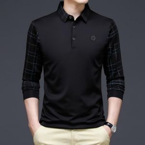TFETTERS Brand 2021 Autumn Polo Shirt Men Long Sleeve Casual Business Polo Shirt Fashion Patchwork Anti-wrinkle Mens Clothing