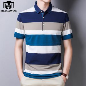 New Summer Short Sleeve Polos Shirt Men Striped Tee Shirts Slim Fit Polo Homme Casual Camisa Polo Men Clothing T1010