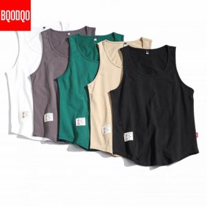 5XL Cotton Tank Top Summer Beach Tanktop Loose Men Oversize Fashion Summer Japanese Workout fashion O-neck Sleeveless Shirt Vest