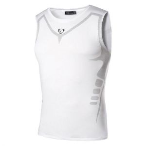 jeansian Sport Tank Tops Tanktops Sleeveless Shirts Running Grym Workout Fitness Slim Compression LSL207 White2