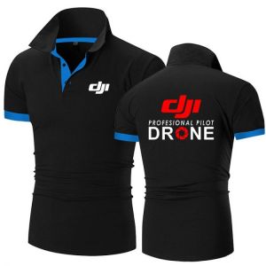 2021 DJI Professional Pilot Drone New Arrival Patchwork Polo Print Shirts Brand Design Stright Tops Business Casual Homme