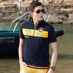 2020 summer new men's Polo Bruce&shark trend men's loose short sleeve men Polo Tops Stretching soften cotton plus si