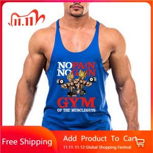 New Workout Mens Tank Tops Shirt Gym Tank Top Fitness Clothing Vest Sleeveless Cotton Man Canotte Bodybuilding Man Clothes Wear