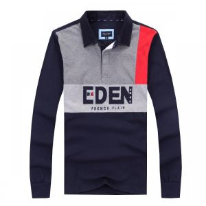 Eden Men's Polo Long all season Park Homme Polo Pure Thicken Cotton Comfortable Casual Fashion Daily Big Size 3XL France Styl
