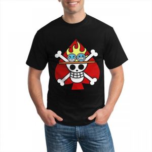 Bandai One Piece Pirate Flag Ace T Shirt Japanese Anime Men Basic T-Shirt Short Sleeves Graphic 100 Cotton Tshirt
