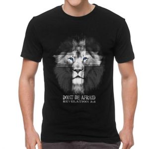 Men's Cool Lion Of Judah Jesus Cross T-Shirt Graphic Christian Faith Tshirt Short Sleeve Hip Hop T Shirt Homme Cotton Tee Gif