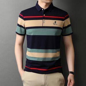 2021 New Brand Striped Embroidery Mens Designer Polo Shirts cotton With Short Sleeve Summer Casual Tops Top Grade Men Clothing