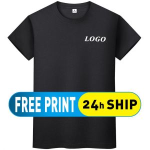 100% cotton summer round neck men's T-shirt with custom logo, casual and cheap short sleeves, embroidered top, free design