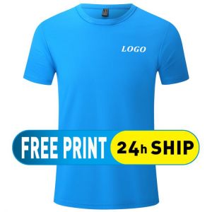 Cheap Quick-drying Round Neck T-shirt Custom Printed Logo Men And Women Sports Tees Embroidery  Personalized Design Top