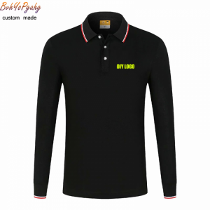 Design your own logo team name High quality lapel long sleeve classic polo shirt men and women casual polo shirt