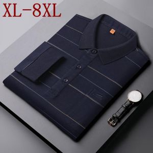 all in one place בגדי גברים 8XL 7XL 6XL 2021 New Autumn Top Quality Men Polo Shirt With Pocket Long Sleeve Casual Striped Mens Polos Shirts camisa masculina