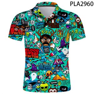Polo Homme Graffiti Fashion Streetwear Men Shirts Casual Hombres Harajuku Cool 3D Printed Polo Shirt Short Sleeve Men Ropa