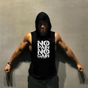 NO Pain NO GAIN Fitness Mens Summer cotton muscle shirt clothing tank top men sleeveless tops bodybuilding stringer gym vest