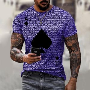 Summer hot-selling fashion men's T-shirt poker letter printing short-sleeved O-neck pullover top casual handsome T-shirt men