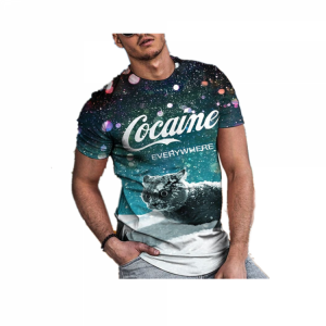 2021 summer European and American hot style cocaine cat series 3D splash ink printing men and women casual short-sleeved clothin