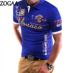 ZOGAA  Summer Mens Classical Polo Shirts Letter Printed Button Polos Male Turn-down Collar Casual Fahion Daily Tops