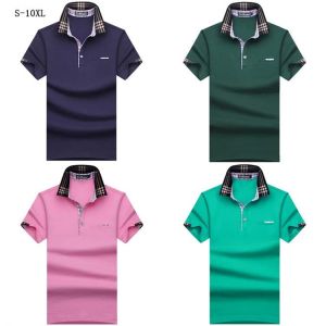 Lapel Short Sleeve Men's T-shirt Business Casual Men's Half Sleeve Loose Large Cotton Pearl Ground Cloth Fashion Polo Sh