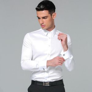 High Quality 2021 Brands New Regular Fit Shirts for Men Business Long Sleeve Cufflink Cotton Solid Color Camisas De Hombre