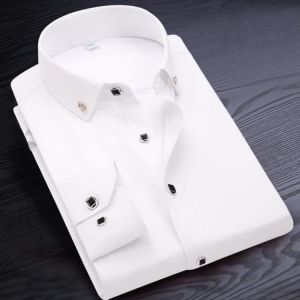 Men Dress Shirt Long Sleeve High Quality Non-ironing New Solid Male Clothing Fit Business Mens Shirts White Blue Navy Black Red