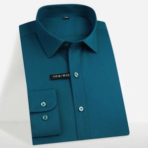 Men's Regular-fit Long Sleeve Stretch Easy Care Shirt Formal Business Office/Working Wear Bamboo Fiber Solid Social Dress Shi
