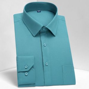 Men's Interview Office Long Sleeve Dress Shirts Formal Business Comfortable Slim Fit Long Sleeve Solid Classic Social Work Sh