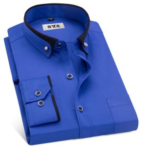 MACROSEA Men's Business Dress Shirts Male Formal Button-Down Collar Shirt Fashion Style Spring&Autumn Men's Casual S