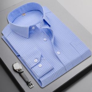 2021 Brand New Men Shirt Male Dress Shirts Striped Men's Casual Long Sleeve Business Formal Plaid Shirt camisa social