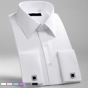 M~6XL Men's French Cuff Dress Shirt 2021 New White Long Sleeve Formal Business Buttons Male Shirts Regular Fit Cufflinks Shir
