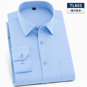 High Elastic Wrinkle Free Shirt Men's Long Sleeve Shirt Young And Middle-aged White Shirt Business Casual White Shirt Men