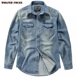 Denim Casual Dress Male Shirt Men's Long Sleeve For Men Shirts Summer Clothes Man 2021 Large Size Brand-clothing Camisa Socia