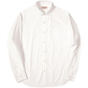 Red Tornado Eton Collar Dress Shirt White Modern Men's Formal Long Sleeve Shirts