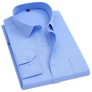 Men's Long Sleeve Standard-fit Solid Basic Dress Shirt Formal Business Work Classic Office Plaid Striped Smart Casual Shirts