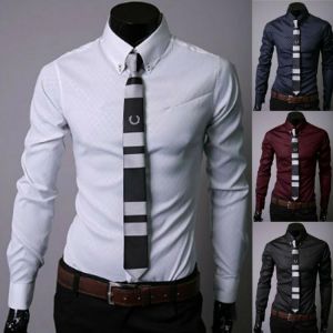 Men's Luxury Casual Formal Shirt Long Sleeve Slim Fit Business Dress Shirts Men's Tops