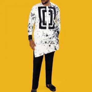 African Dashiki Long Top Mens print Shirt Hippie Men Fashion Muslim Clothes 2021 Summer Man Casual Shirts Plus Size White M-4XL