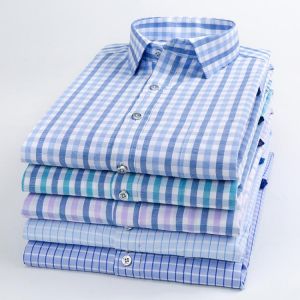 Cotton Plaid Shirt Men's Long-sleeved Non-iron 2021 Autumn Business Casual Men's Professional Formal Long-sleeved Shirt 