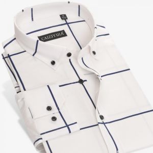 100% Cotton Men's Plaid Long Sleeve Dress Shirts Regular Fit Fashion Business Soft Checked Button-down Neck Smart Casual Shir
