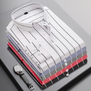 Men's New Youth Fashion Striped Long-sleeved Shirt Classic Business Casual Professional Tooling Top Quality Workwear Shirt S-