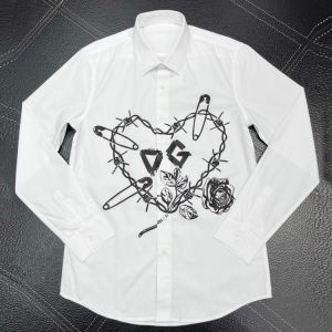 Brand Men Shirt Long Sleeve Slim Chemise Homme Pin Letters Printed Cotton Shirts Men Business Male Dress Shirts Plus Size Camisa