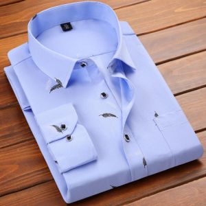 Fashion Mens Casual Long Sleeved Printed Shirt Slim Fit Male Social Business Dress Shirt Brand Men Clothing Soft Comfortable
