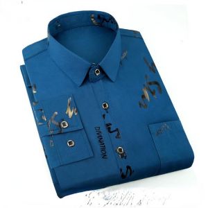 Printed Shirts for Men Stretch Long Sleeve Casual Leisure Fashion Korean Non Iron Anti Wrinkle Business Dress Shirt High Quality